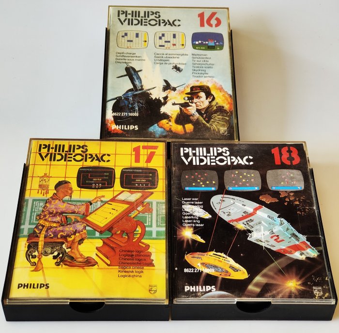 Philips - Videopac - Set of 3 cartridge games nr. 16 / 17 / 18 - Videospil (3) - I original æske