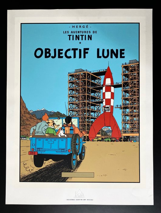 Tintin - Sérigraphie Escale - Objectif lune - 1 丝网印刷 - 限量版 - 1985