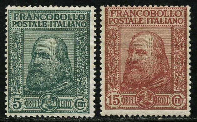 Italien Kongerige 1910 - Giuseppe Garibaldi, serie med 2 værdier. - Sassone N. 87/88