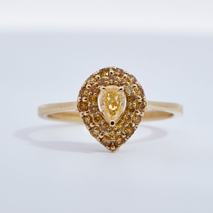 Zonder Minimumprijs - Ring Geel goud Diamant  (Natuurlijk) 
