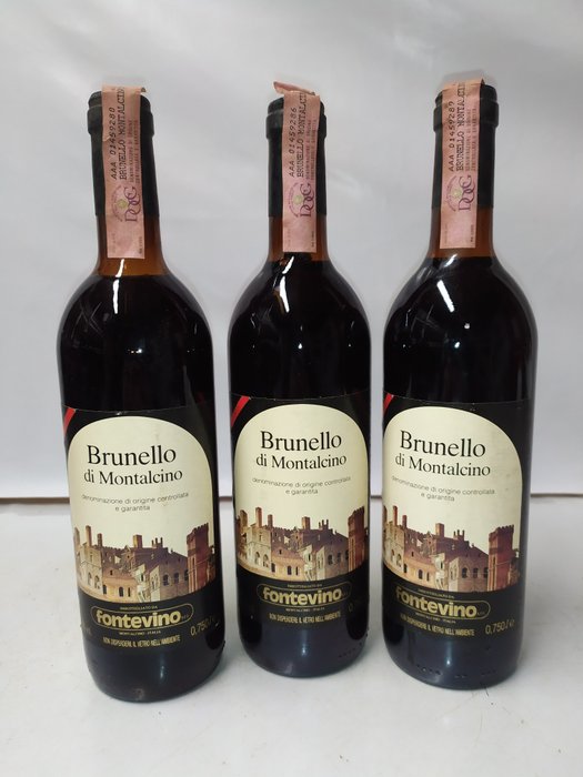1985 Fontevino - Brunello di Montalcino - 3 Flasker  (0,75 l)