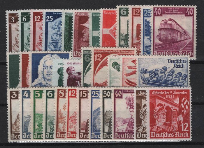 Tyske Kejserrige 1935 - hele år uden ark 3 - Michel 585-602 ohne Bl. 3