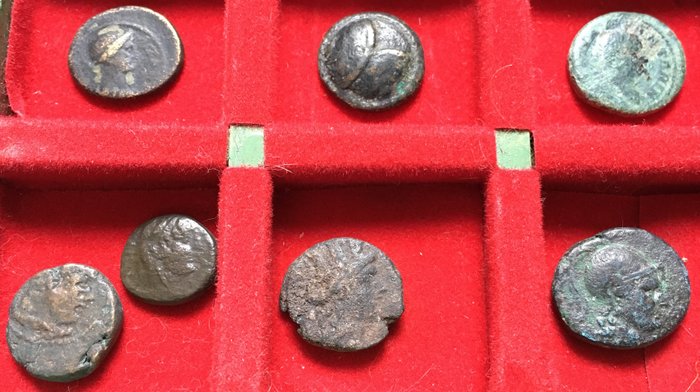 Grækenland (gamle). Group of 7 coins: different city states and denominations
