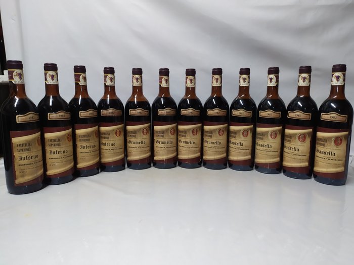 1982 Sassella x4, Inferno x4, Grumello x4 - Enologica Valtellina superiore - 威尼托 - 12 瓶 (0.75L)