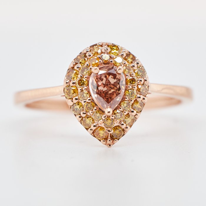 Sem preço de reserva - Anel Ouro Rosa Diamante  (Natural)