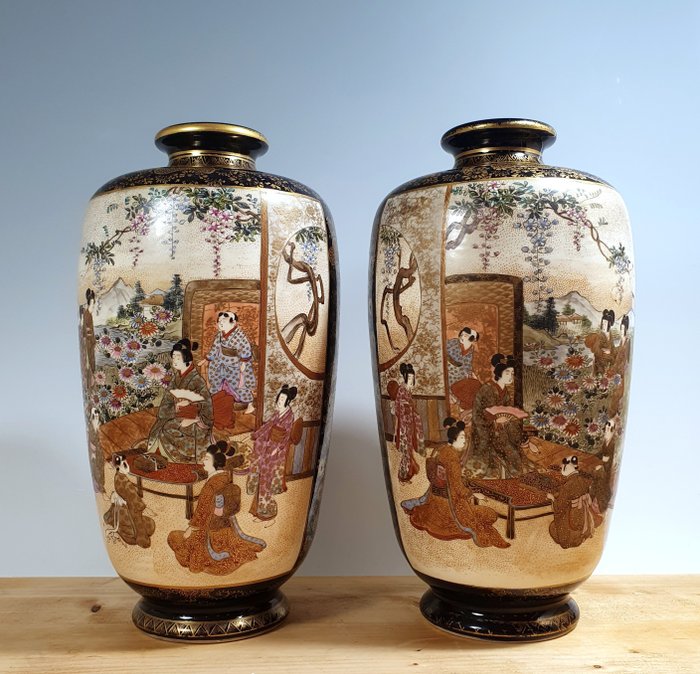 花瓶 - 陶瓷 - Marked Dōzan 道山 - 日本 - 明治時期（1868-1912）