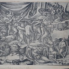 Nicolas Beatrizet ( 1515-1573), after Carlo Losi (active 1760s) printed and published – Bacchanal Children carrying Silene’s Donkey
