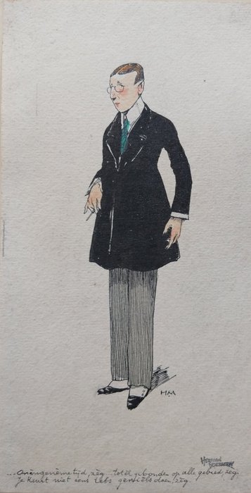 Herman Moerkerk (1879-1949) - Karikaturaal portret van een man