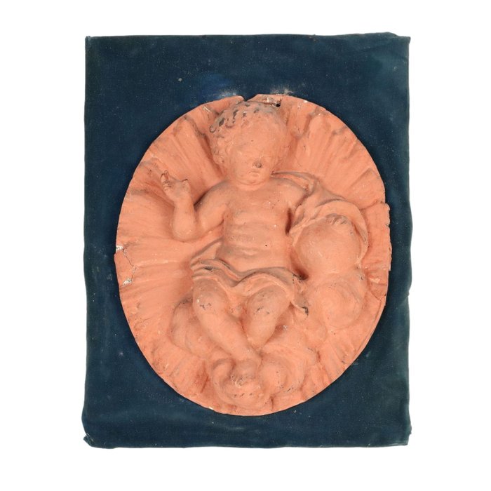 Relief, Gesù Bambino Benedicente in Gesso - 48 cm - Gips