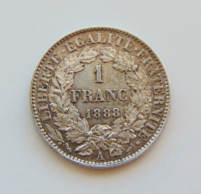 France. Third Republic (1870-1940). 1 Franc 1888-A Ceres  (Sans Prix de Réserve)