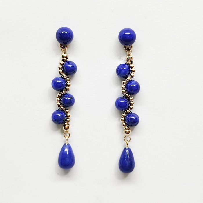 No Reserve Price - Earrings - 18 kt. Yellow gold Lapis lazuli 