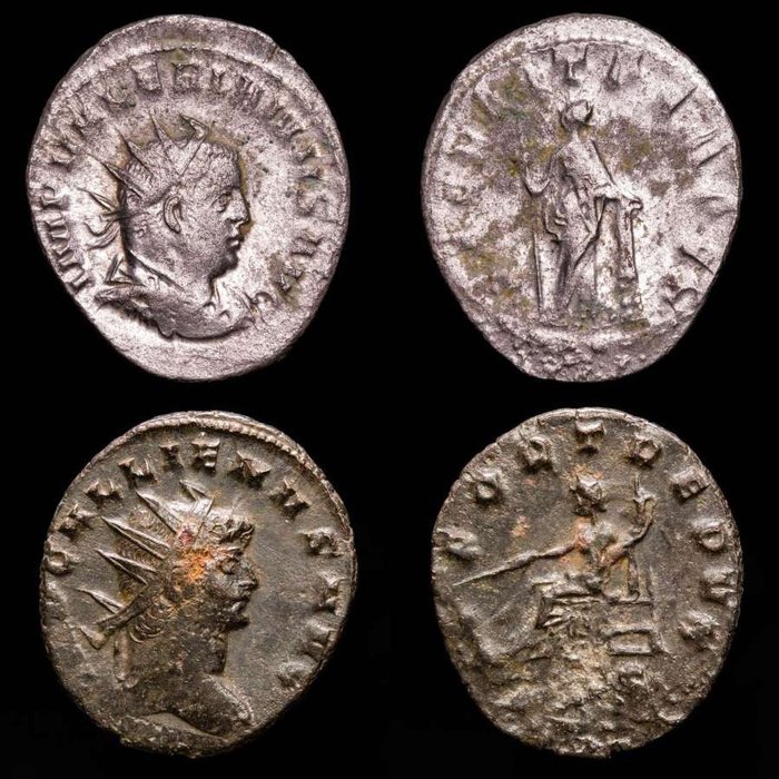 罗马帝国. Gallienus & Valerian I. Lot comprising two (2) antoninianus From Mediolanum mint. FORT REDVX / SECVRIT PERPET  (没有保留价)