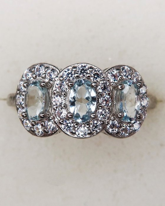 海蓝宝石 - 银, 信仰戒指 - 海蓝宝石 - 情感安宁与平静 - 戒指