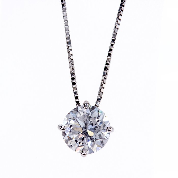 Ohne Mindestpreis - Halskette mit Anhänger - 14 kt Weißgold -  1.10 tw. Diamant  (Natürlich) 