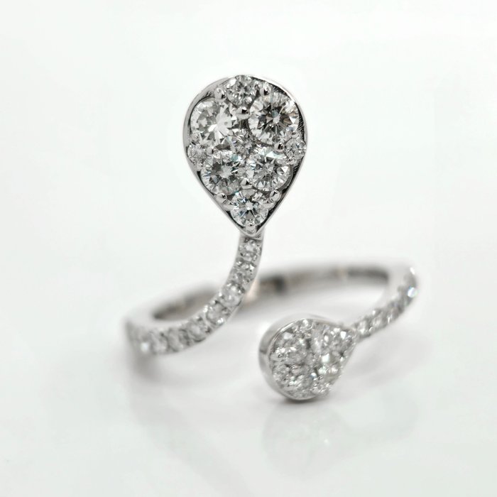 Sem preço de reserva - 1.20 ct E to H Diamond Ring - Anel - 14 K Ouro branco Diamante  (Natural)