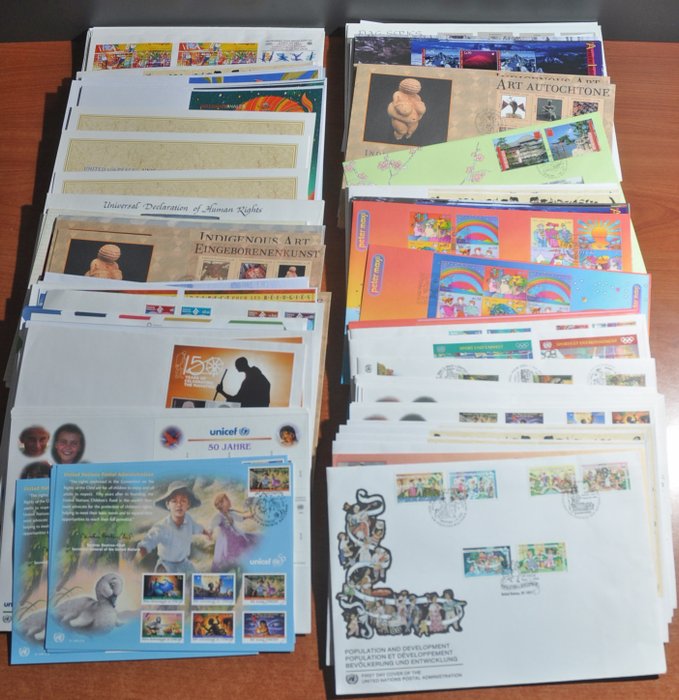 United Nations  - Lot with about 200++ large format FDCs and covers with series and blocks