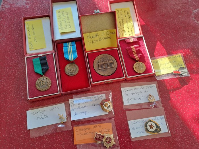 苏联/捷克斯洛伐克 - 奖章 - Lot de 11 médailles