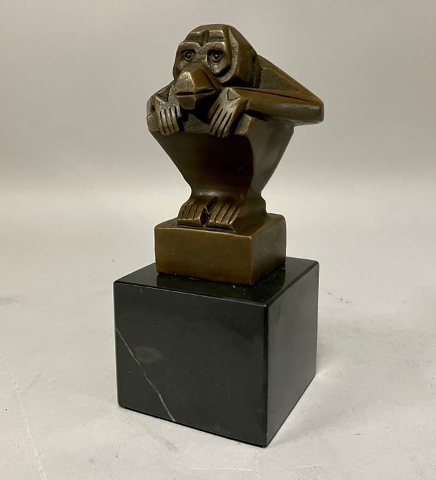 Scultura, Art Deco Aap - 13 cm - Bronzo