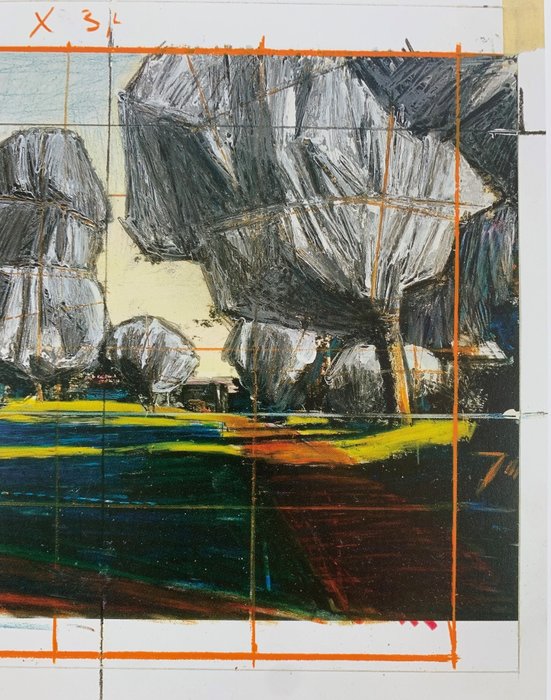 Christo (1935-2020) - Wrapped Trees Nr. IV (Riehen) - Artprint - 40 x 30 cm