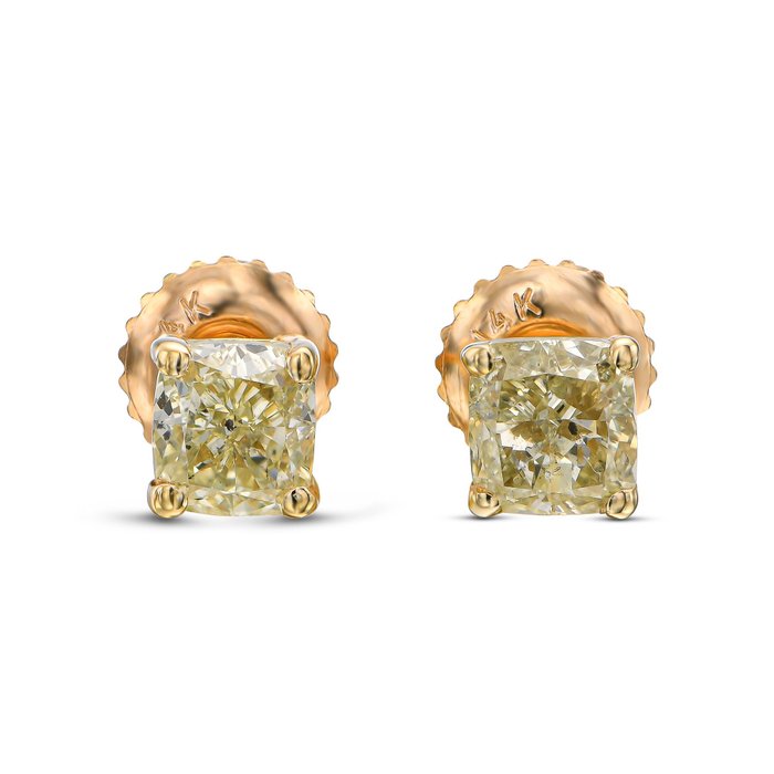 χωρίς τιμή ασφαλείας - Σκουλαρίκια - 14 καράτια Κίτρινο χρυσό -  1.26 tw. Κίτρινο Διαμάντι  (Φυσικού χρώματος) 