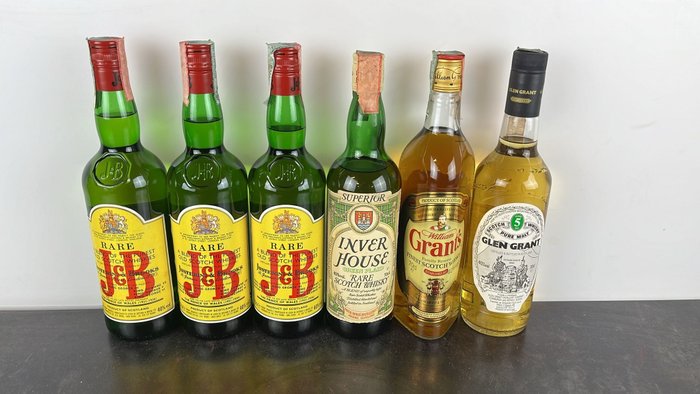 3 x J&B + Glen Grant 5yo + Grant's Family Reserve + Inver house - Scotch Whiskies  - b. Années 1990 - 70cl - 6 bouteilles