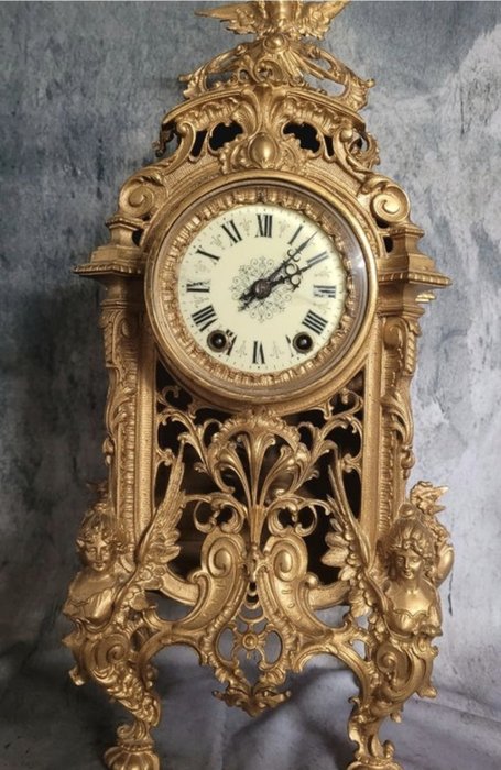 壁炉架时钟 -   镀金青铜 - 那。 1950年