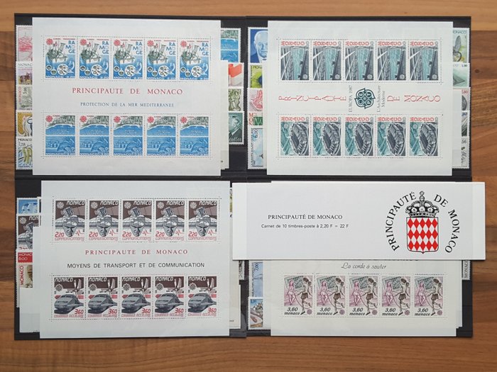 Monako 1986/1989 - 4 pełne lata znaczków z blokami Europa, pre-kasowanych, podatkowych i książeczek bez niewydanych - Yvert 1510 à 1704, BF 34, 37, 39a, 41, 46, préo 90 à 105, taxe 83 à 86, carnets 1 à 4