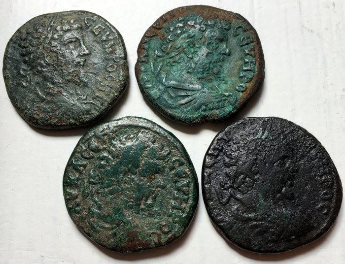 罗马帝国（省）. 塞普蒂米乌斯·西弗勒斯 （公元193-211）. Group of 4 large coins struck under Septimius Severus in Moesia Inferior