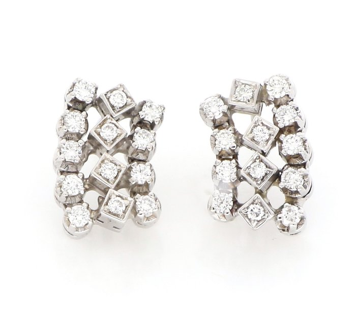 No Reserve Price - Earrings - 18 kt. White gold -  0.84 tw. Diamond  (Natural)