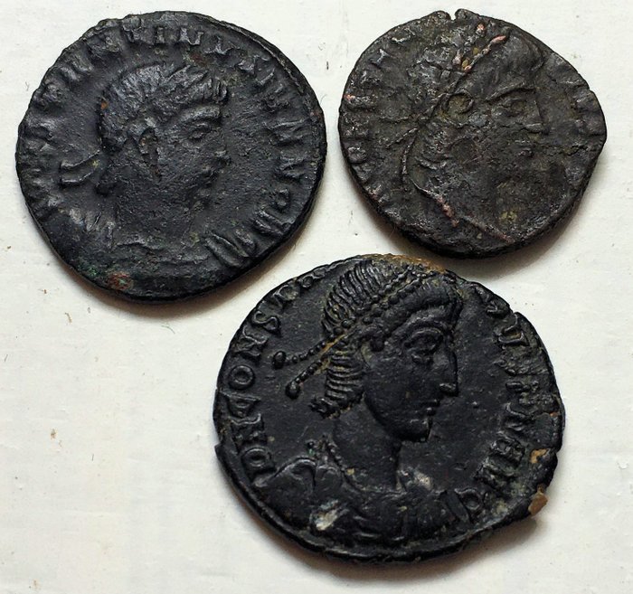 Romarriket. Group of 3x late Roman follis / nummus - struck under Constantine II & Constantius II