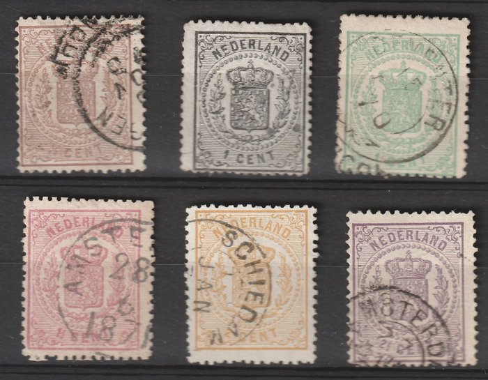 荷兰 1869/1871 - 徽章印章 - NVPH 13/18
