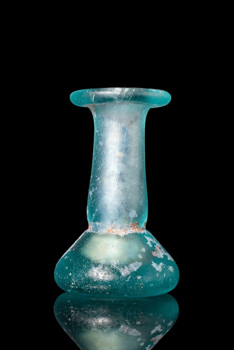 Oud Romeins-Egyptisch Glazen spoelvormige Unguentarium  (Zonder Minimumprijs)