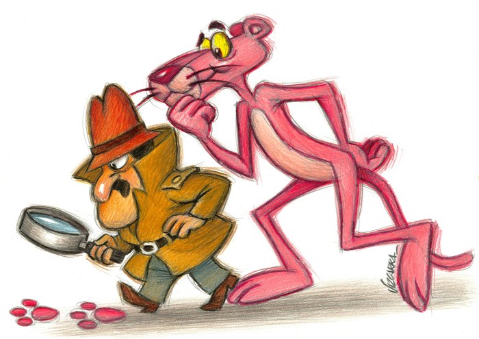 Joan Vizcarra - The Pink Panther and Inspector Clouseau - "Do You Need Help?" - Original Drawing - Hand Signed