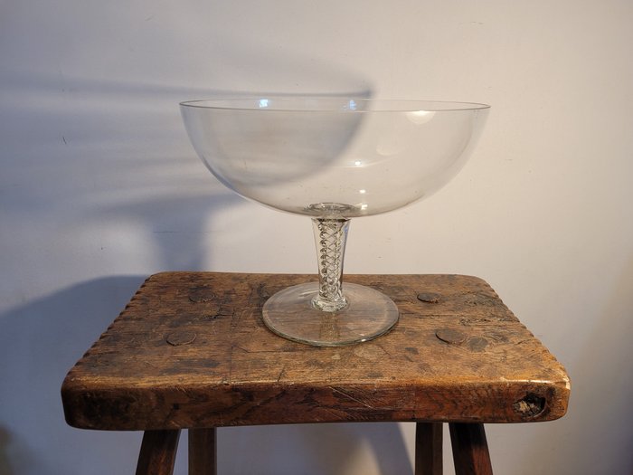 Zie beschrijving - Fat - Stor antik skål med bärsele - Glas