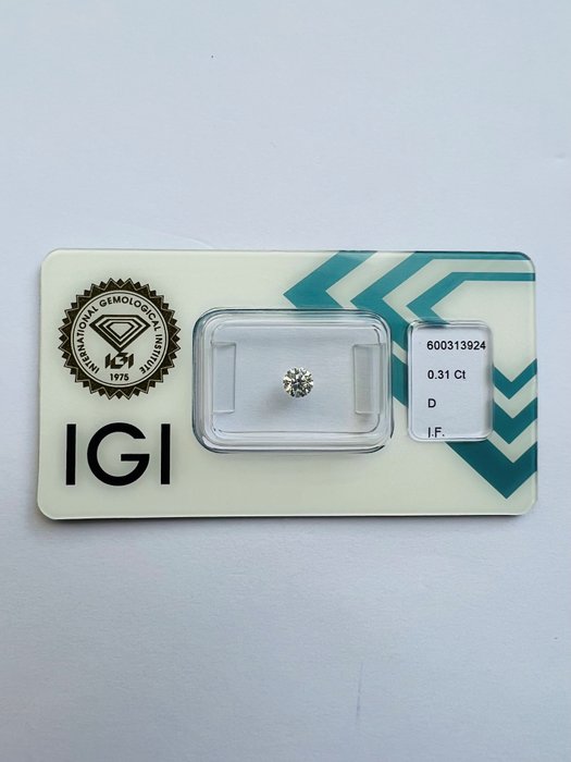 1 pcs 钻石  (天然)  - 0.31 ct - D (无色) - IF - 国际宝石研究院（IGI） - 前 前 前