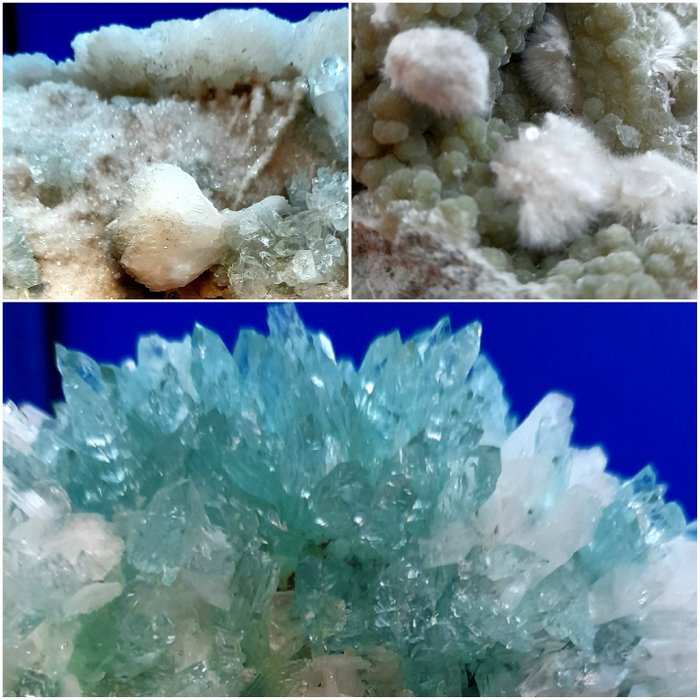 Ta Stilbite Okenite Apophyllite Krystaller i indlejring- 1.75 kg - (3)