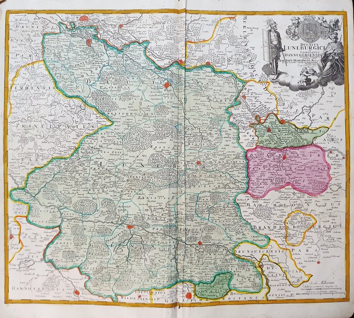 Europa, Mapa - Alemania / Hannover / Lüneburg / Hamburgo / Dannenberg; Johann Baptist Homann - Ducatus Luneburgici et Comitatus Dannebergensis Accurata Descriptio - 1701-1720
