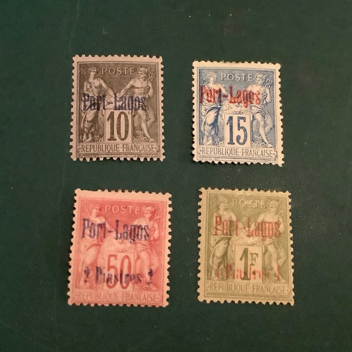 Lagosin satama 1893 - 4 postimerkkiä ensimmäinen numero - Michel 2/3 en 5/6