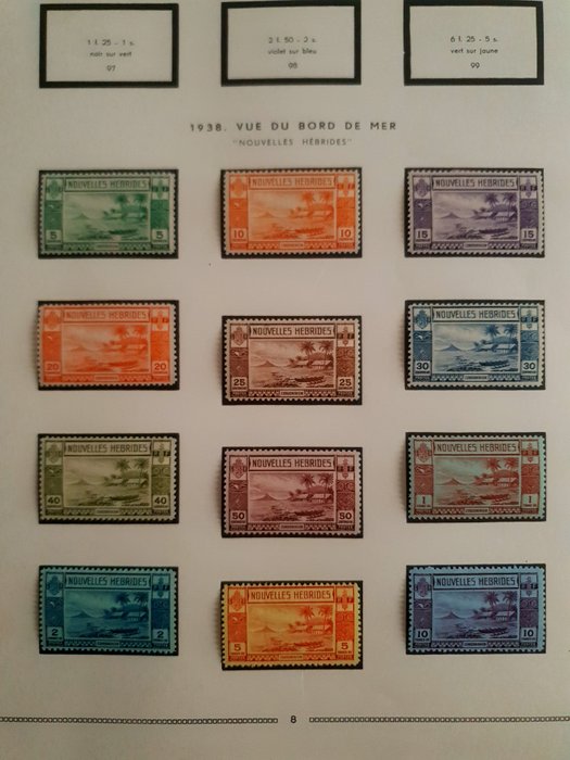 French Colony 1938/1973 - RATING +2000 - Very beautiful new and almost complete set of New Hebrides, "France Libre",...