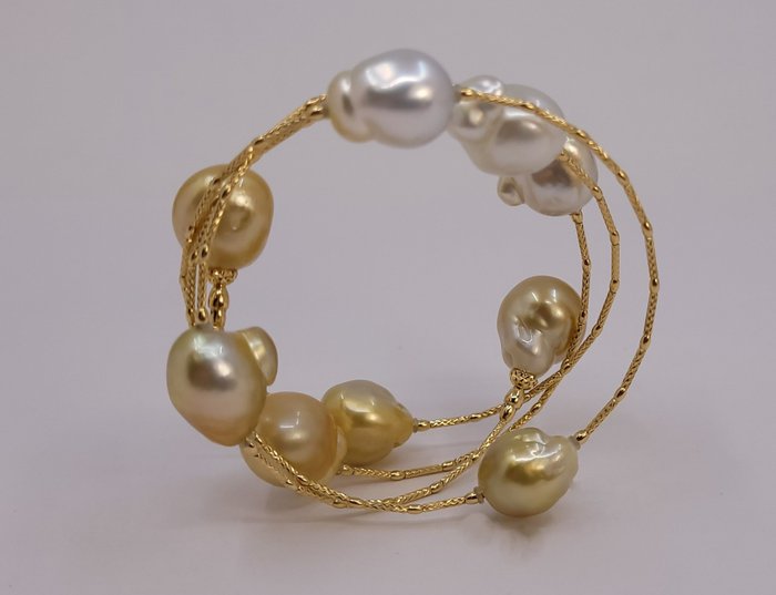 ALGT Certified Australian South Sea Pearls - Βραχιόλι - 18 καράτια Κίτρινο χρυσό 