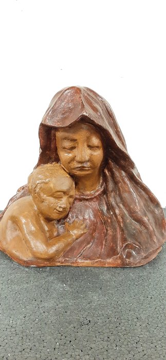 P. Invernizzi - Skulptur, Maternità - 24 cm - Fajance