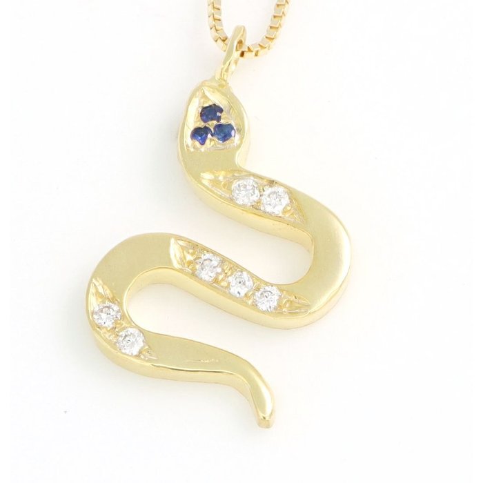 Ohne Mindestpreis - Halskette mit Anhänger - 18 kt Gelbgold Diamant  (Natürlich)