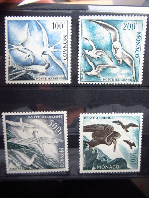 Mónaco 1955 - Aves marinas, dentadas 11 - Yvert PAn°55/58