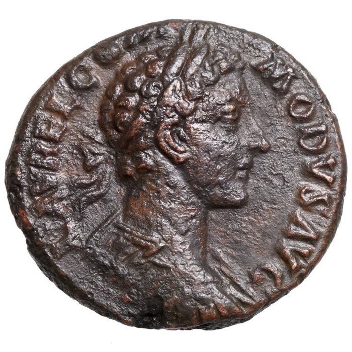 Römisches Reich. Commodus (AD 177-192). As Rom, Viktoria schreitet mit Kranz