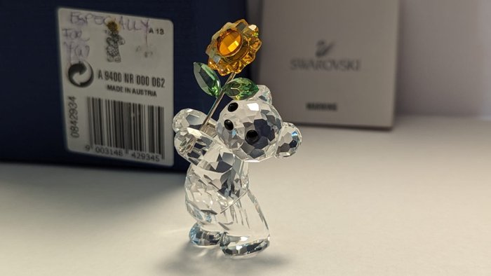 Swarovski sehr rarer Kris Bär speziell für dich 842934 mit Sonnenblume - Heinz Tabertshofer - Figurine - Kristall