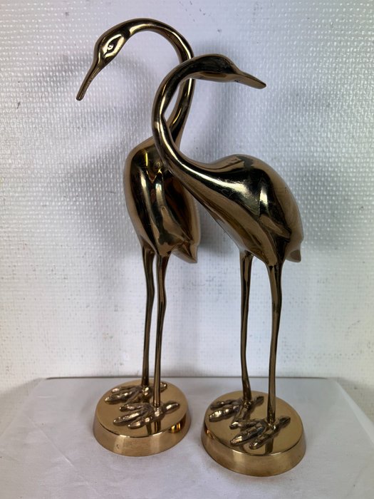 Skulptur, Flamingo's - 36 cm - Mässing