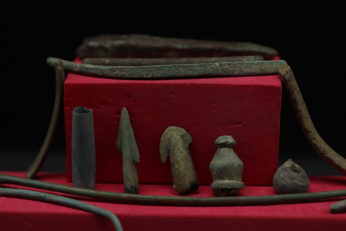 Bronzezeit - Urnenfelderkultur - 12x persönliche Ausrüstung aus Bronze (Pins usw.) - 13.5 cm  (Ohne Mindestpreis)