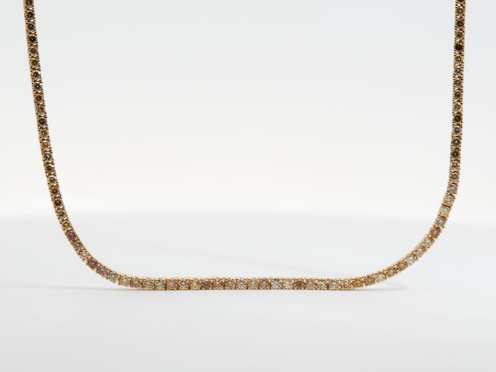 Ohne Mindestpreis - Halskette Gelbgold Diamant  (Natürlich) 