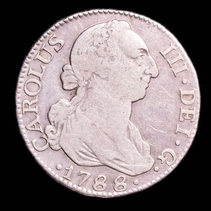 Spain. Carlos III (1759-1788). 2 Reales Acuñados en la ceca de Madrid, 1788. Ensayador M  (No Reserve Price)