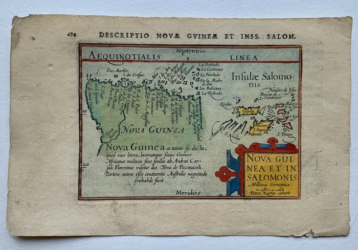 Oceanien, Kort - Ny Guinea / Salomonøerne; P. Bertius - Nova Guinae et In Salomonis. - 1601-1620